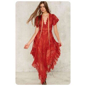 Nasty Gal Red Lace Dress